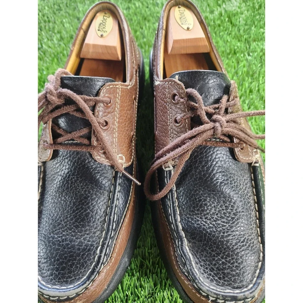 Dr. Comfort Patrick Shoes Mens Size 11 M Brown Black Leather Boat Lace Up Casual